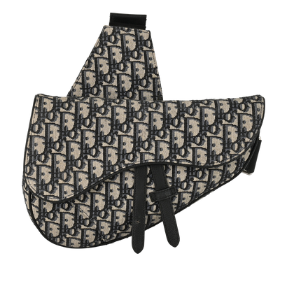 Saddle Bag, &pound;1,100, Handbags, Navy, Canvas, Front view